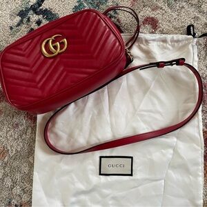 Authentic Gucci Marmont Small Matelassé Shoulder Bag